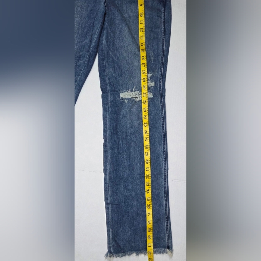 New Judy Blue High Waist Straight Leg Jeans Size 1/25 Distressed Raw Hem - Picture 9 of 11